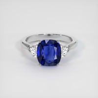3.42 Ct. Blue Sapphire Ring, 18K White Gold 1