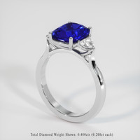 3.42 Ct. Blue Sapphire Ring, 18K White Gold 2