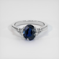 1.80 Ct. Blue Sapphire Ring, 18K White Gold 1