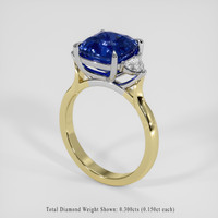 3.44 Ct. Blue Sapphire Ring, 14K White & Yellow 2