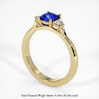 0.77 Ct. Blue Sapphire Ring, 14K Yellow Gold 2