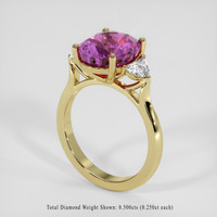 5.03 Ct. Purplish Pink Sapphire Ring, 18K Yellow Gold 2