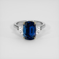 3.49 Ct. Blue Sapphire Ring, 18K Yellow & White 1