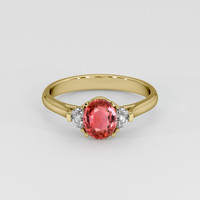 1.24 Ct. Padparadscha Sapphire Ring, 14K Yellow Gold 1