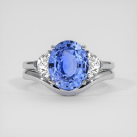 3.52 Ct. Blue Sapphire Ring, 14K White Gold 1