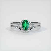 Three Stone Emerald Ring 0.48 Ct., 18K White Gold Preview