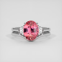 2.52 Ct. Padparadscha Sapphire Ring, 18K White Gold 1