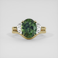4.05 Ct. Green Sapphire Ring, 18K Yellow Gold 1