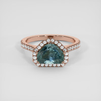 2.59 Ct. Bluish Green Sapphire Ring, 14K Rose Gold 1