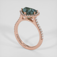 2.59 Ct. Bluish Green Sapphire Ring, 14K Rose Gold 2