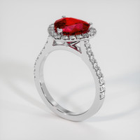 2.04 Ct. Ruby Ring, 14K White Gold 2