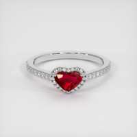 0.98 Ct. Ruby Ring, 18K White Gold 1