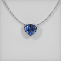 0.67 Ct. Blue Sapphire Pendant, 14K White Gold 1