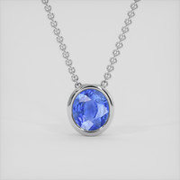 2.22 Ct. Blue Sapphire Pendant, 18K White Gold 1