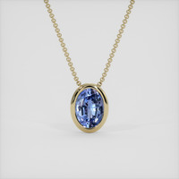 1.74 Ct. Blue Sapphire Pendant, 14K Yellow Gold 1