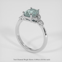 2.66 Ct. Bluish Green Sapphire Ring, Platinum 950 2