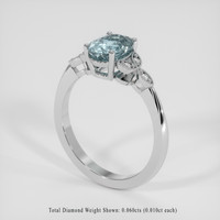 2.05 Ct. Greenish Blue Sapphire Ring, Platinum 950 2