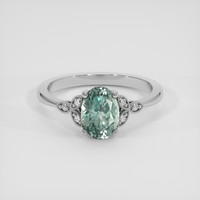 1.63 Ct. Bluish Green Sapphire Ring, Platinum 950 1