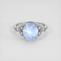 6.27 Ct. Greyish Blue Sapphire Ring, 14K White Gold 1
