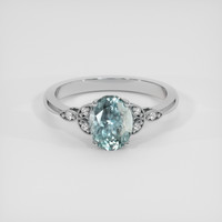 2.05 Ct. Greenish Blue Sapphire Ring, 14K White Gold 1