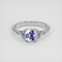 1.51 Ct. Bi Color (Peacock) Tanzanite Ring, 18K White Gold 1