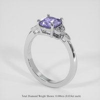 1.51 Ct. Bi Color (Peacock) Tanzanite Ring, 18K White Gold 2