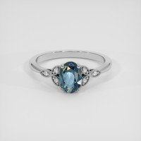 1.32 Ct. Greenish Blue Sapphire Ring, 18K White Gold 1