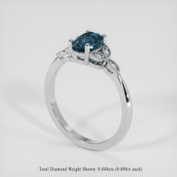1.32 Ct. Greenish Blue Sapphire Ring, 18K White Gold 2