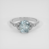 2.66 Ct. Bluish Green Sapphire Ring, 18K White Gold 1