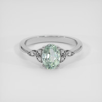 1.64 Ct. Green Sapphire Ring, 18K White Gold 1