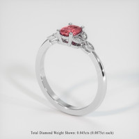 0.60 Ct. Pink Sapphire Ring, 18K White Gold 2