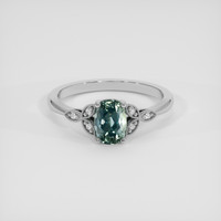 1.14 Ct. Greenish Blue Sapphire Ring, 18K White Gold 1