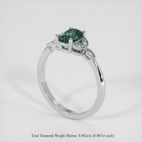 1.14 Ct. Greenish Blue Sapphire Ring, 18K White Gold 2