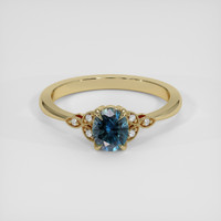 0.76 Ct. Greenish Blue Sapphire Ring, 14K Yellow Gold 1