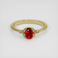 0.63 Ct. Ruby Ring, 18K Yellow Gold 1