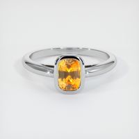 1.29 Ct. Yellowish Orange Sapphire Ring, Platinum 950 1