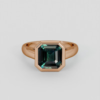 3.56 Ct. Bluish Green Sapphire Ring, 18K Rose Gold 1