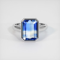 7.32 Ct. Bi Color Sapphire Ring, 18K White Gold 1