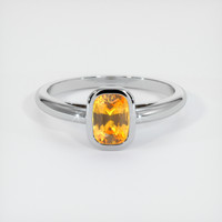 1.29 Ct. Yellowish Orange Sapphire Ring, 18K White Gold 1