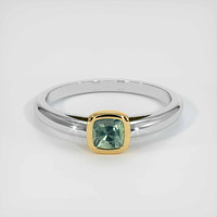 0.76 Ct. Bluish Green Sapphire Ring, 14K White & Yellow 1
