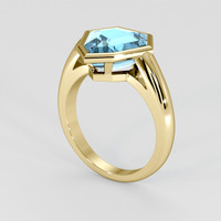 6.19 Ct. Blue Aquamarine Ring, 14K Yellow Gold 2