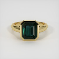 4.46 Ct. Bluish Green Sapphire Ring, 14K Yellow Gold 1