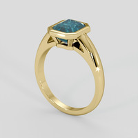 2.04 Ct. Greenish Blue Sapphire Ring, 14K Yellow Gold 2