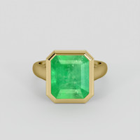 8.81 Ct. Emerald Ring, 18K Yellow Gold 1