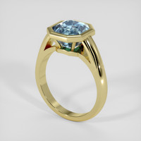 4.34 Ct. Blue Aquamarine Ring, 18K Yellow Gold 2