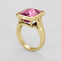 9.11 Ct. Reddish Pink Topaz Ring, 18K Yellow Gold 2