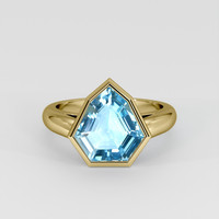 6.19 Ct. Blue Aquamarine Ring, 18K Yellow Gold 1