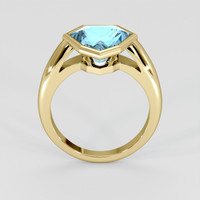 6.19 Ct. Blue Aquamarine Ring, 18K Yellow Gold 3