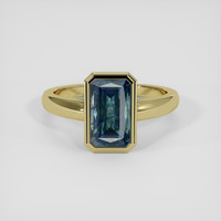 3.10 Ct. Greenish Blue Sapphire Ring, 18K Yellow Gold 1