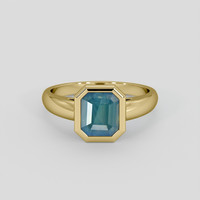 2.04 Ct. Greenish Blue Sapphire Ring, 18K Yellow Gold 1